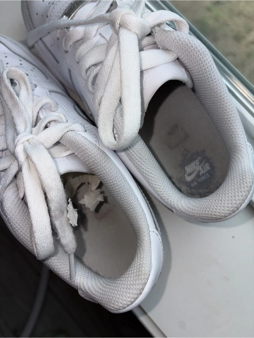 Nike Kids White Leather Air Force 1 Sneakers